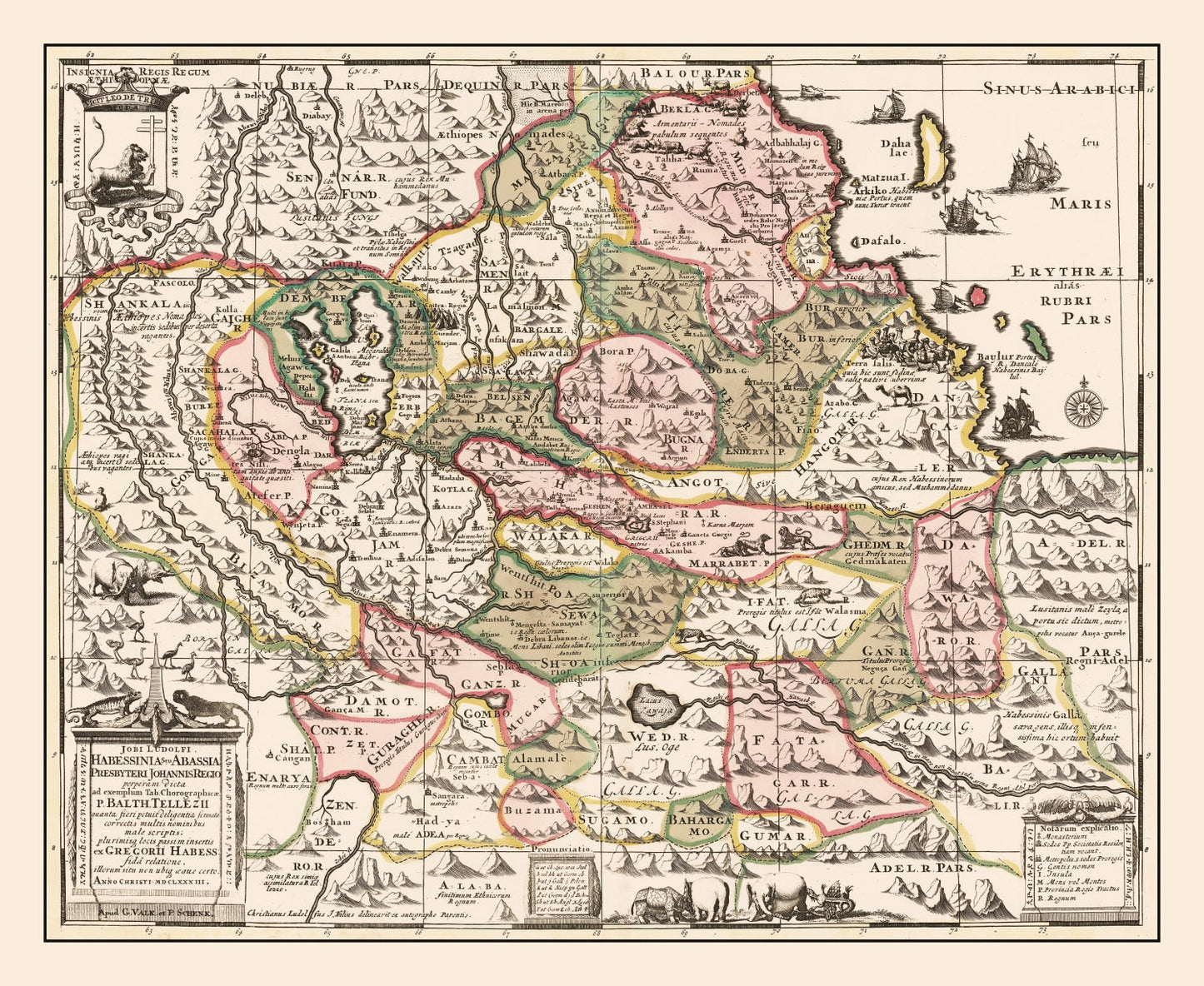 Vintage Map of the Source of the Nile, Ethiopia, 1683