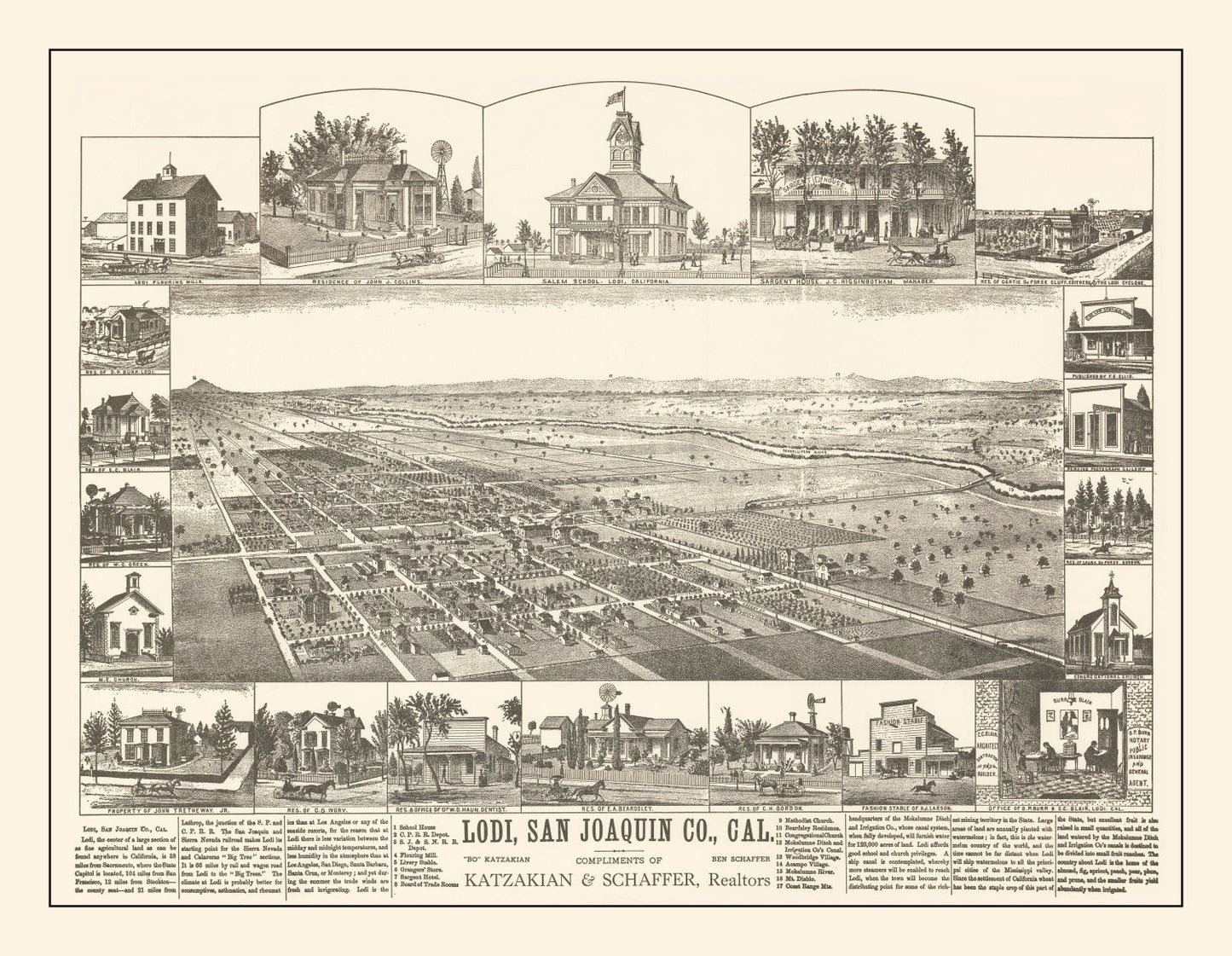 Vintage Map of Lodi, California, 1870