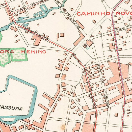 Vintage Map of Recife, Brazil, 1914