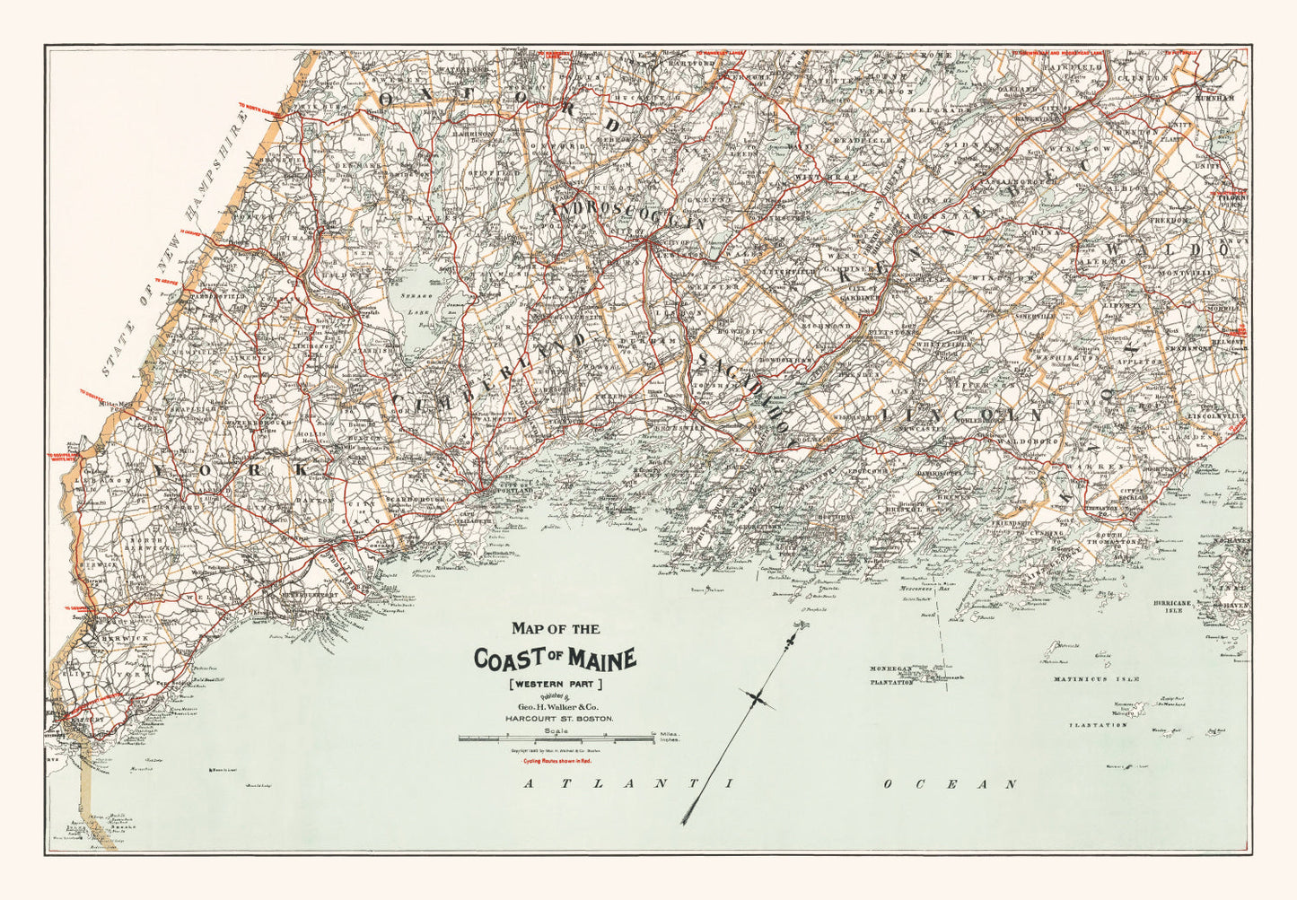 Vintage Map of the Coast of Maine 1893