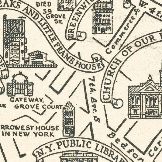 Vintage Map of Greenwich Village, New York, 1934 III
