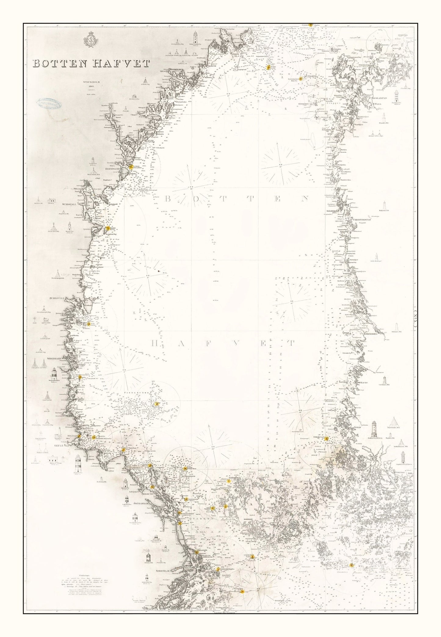 Vintage Map of the Bothnian Sea, 1868