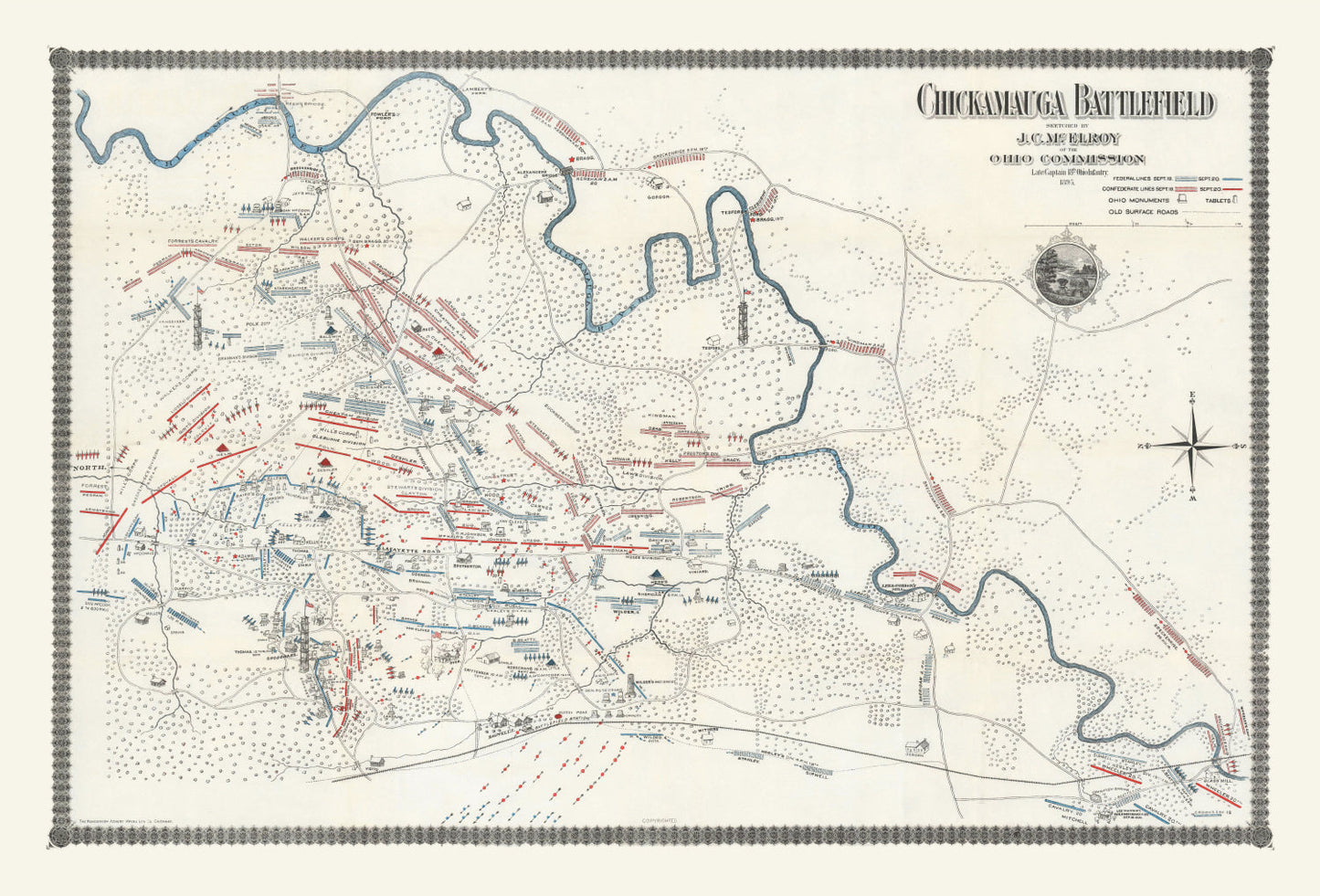 Vintage Chickamauga Battlefield Map, 1895