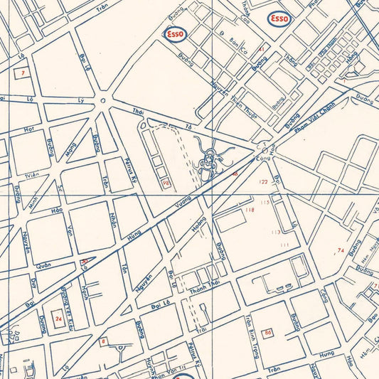 Vintage Map of Saigon, Vietnam, 1968