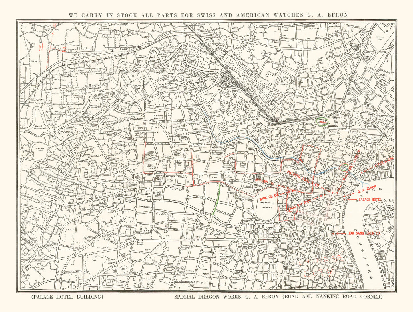 Vintage Map of Shanghai, China, 1938