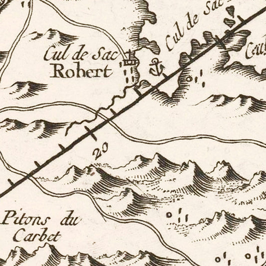 Vintage Map of Martinique, 1780