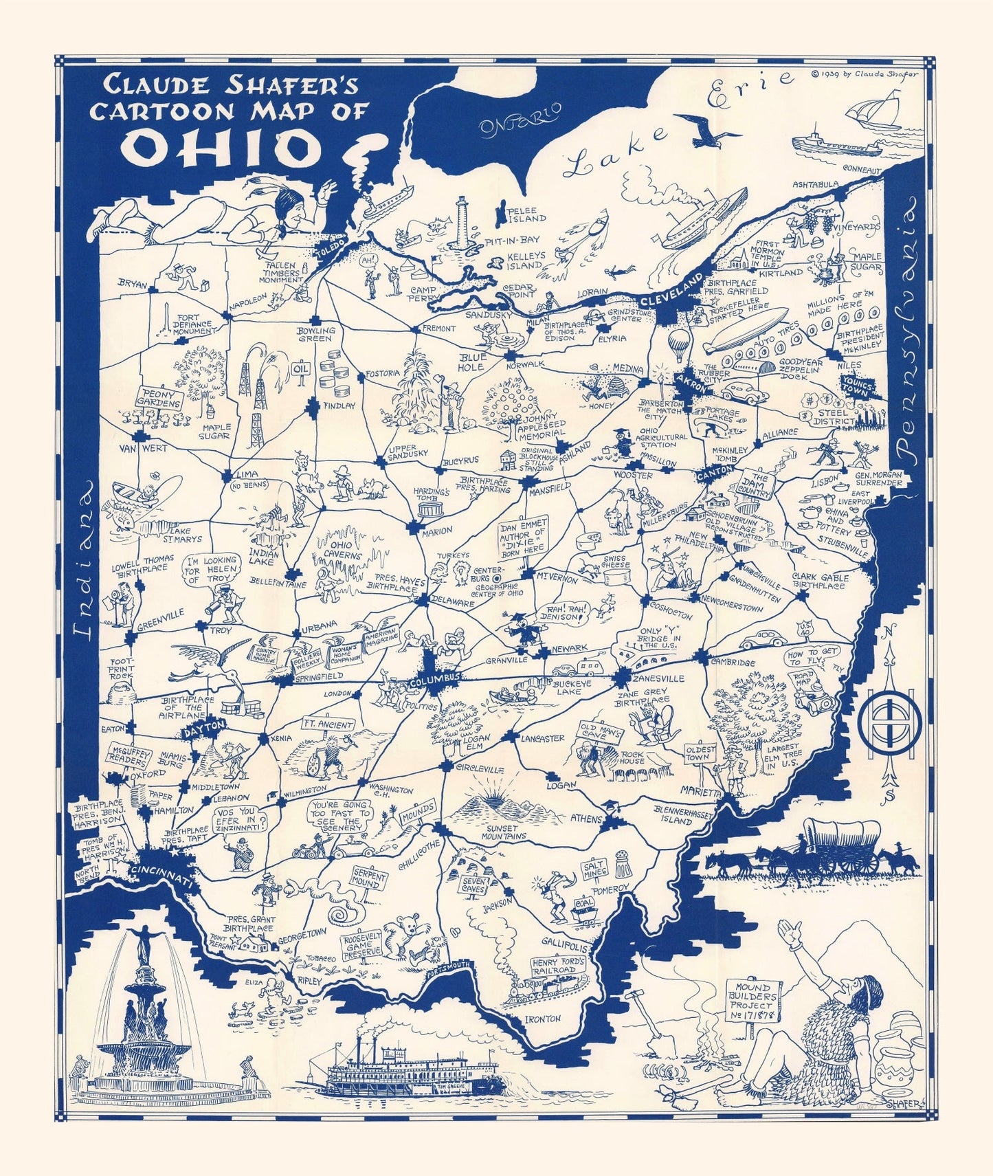 Vintage Map of Ohio, 1939