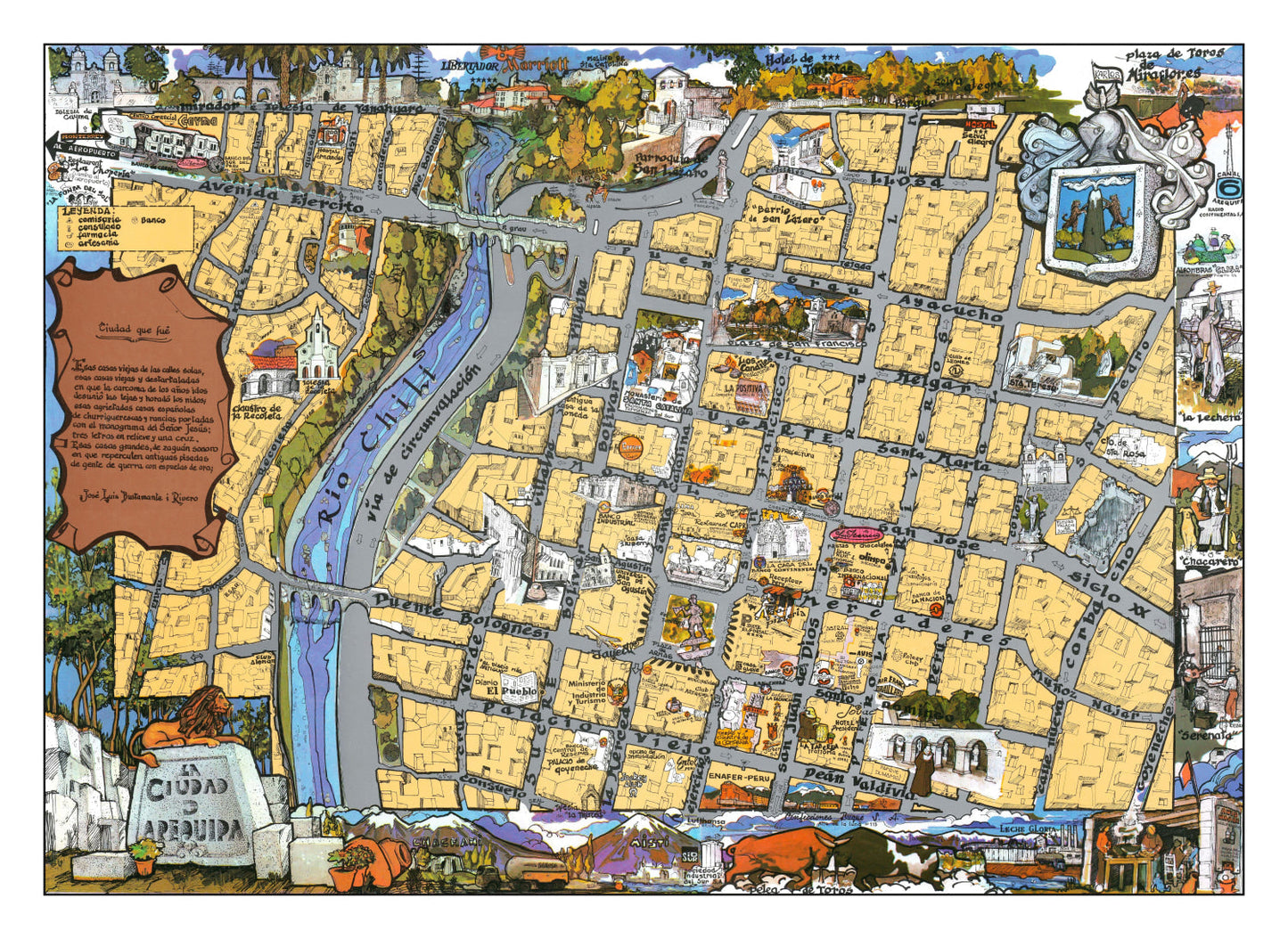 Vintage Map of Arequipa, Peru, 1975