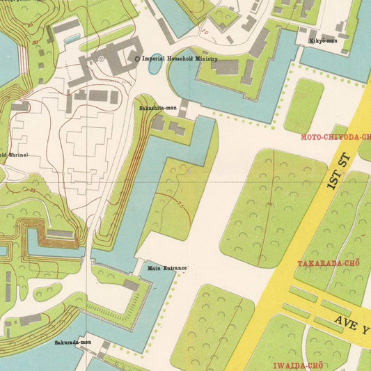 Vintage Map of Marunouchi District, Tokyo, 1948