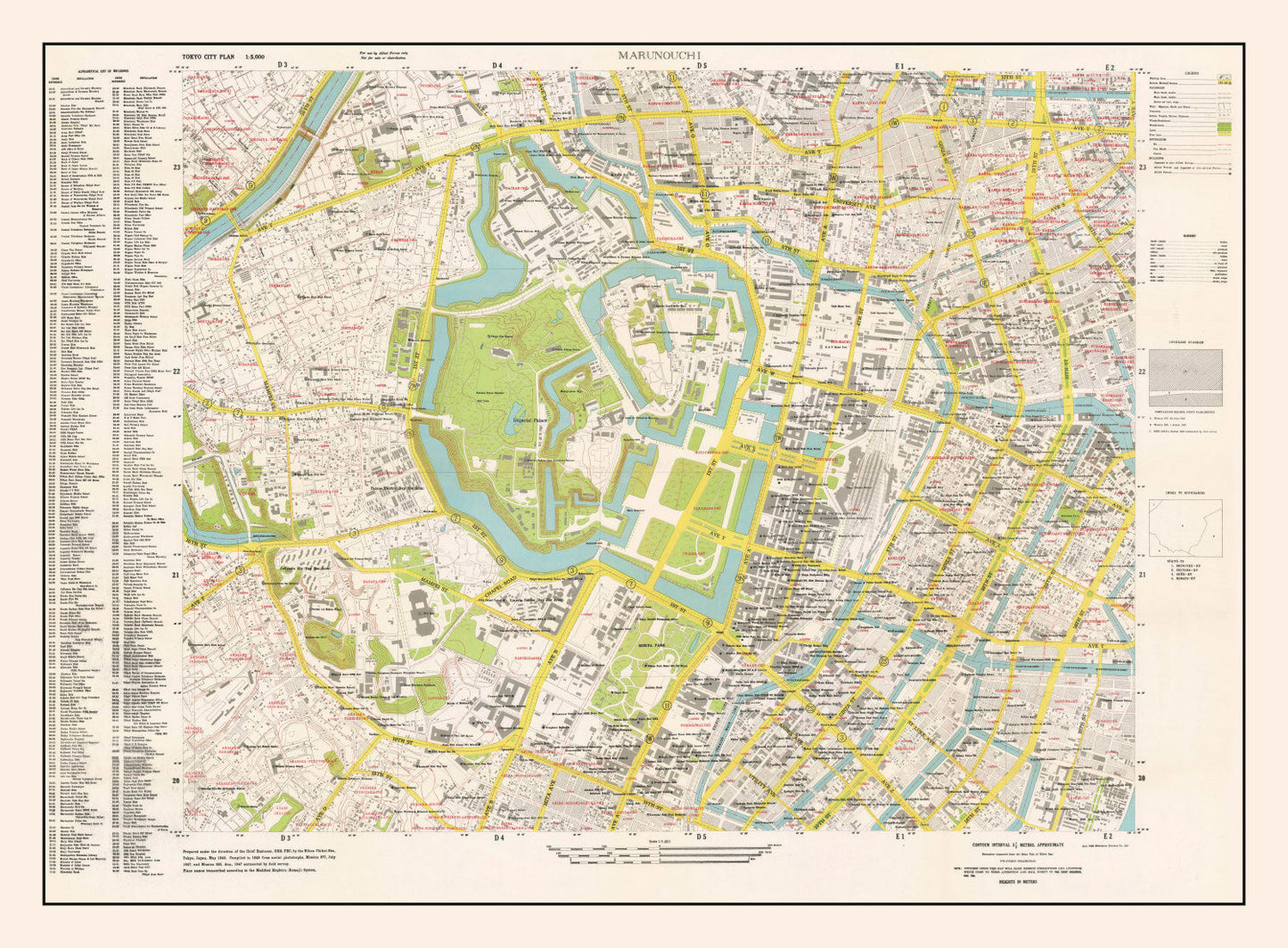 Vintage Map of Marunouchi District, Tokyo, 1948