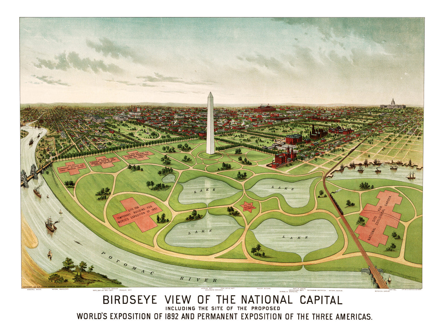 Vintage Map of Washington, DC, 1892