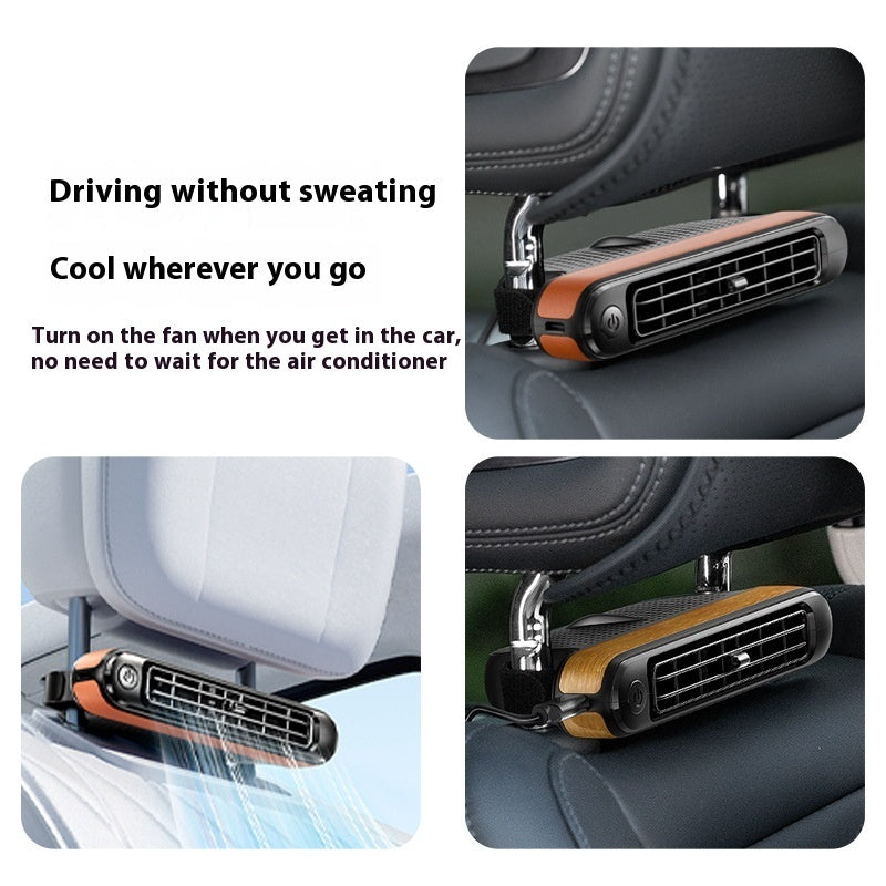 Car turbine rear seat USB fan installed on headrest