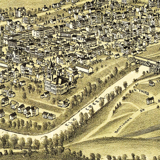 Vintage Map of Clarksburg, West Virginia, 1898
