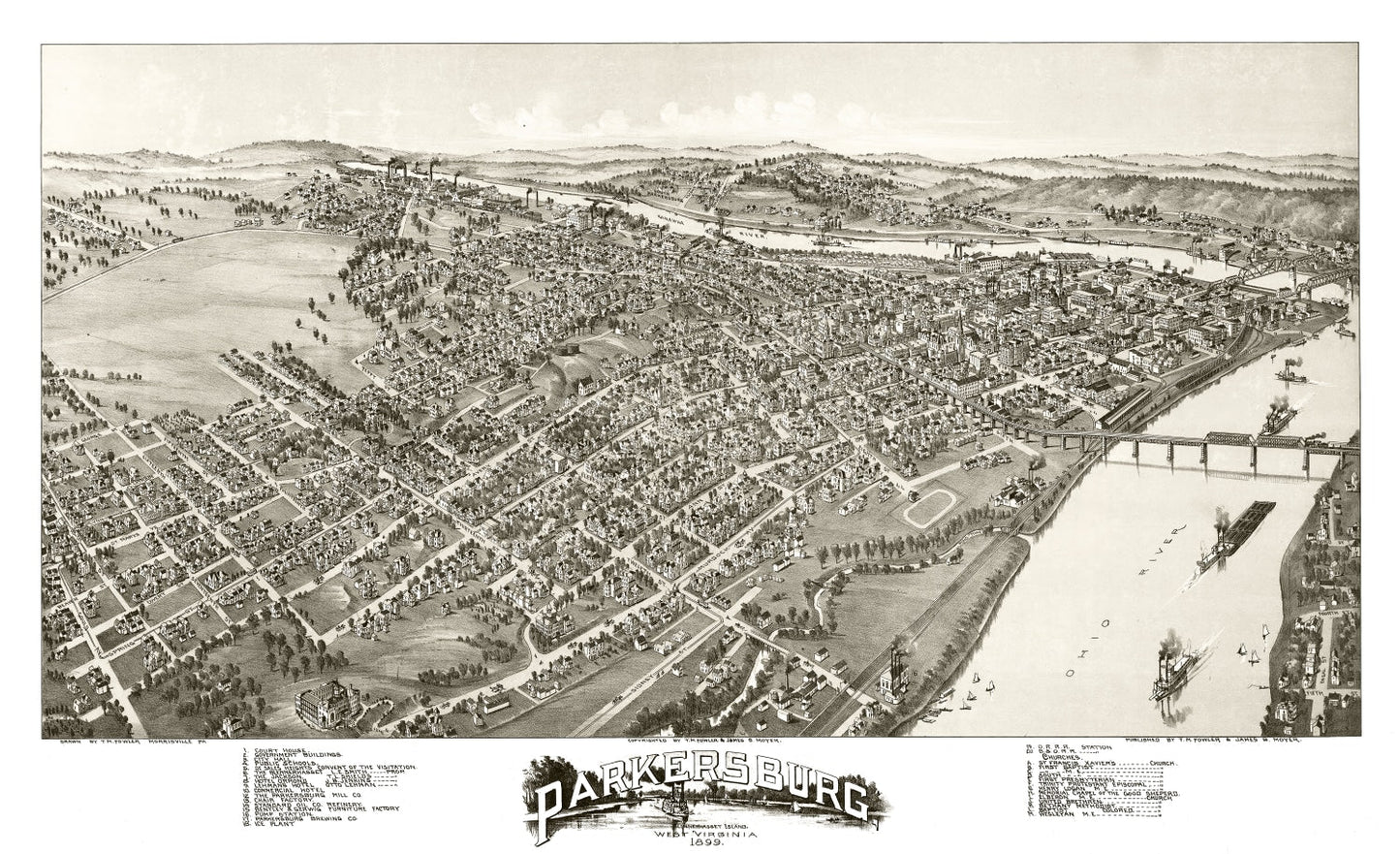 Vintage Map of Parkersburg, West Virginia, 1899