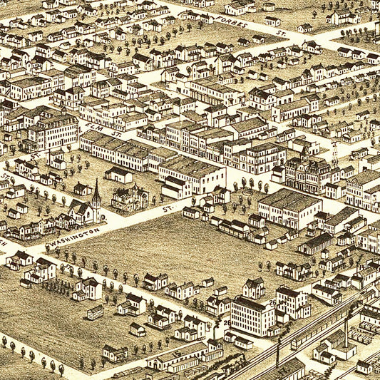 Vintage Map of Greensboro, North Carolina, 1891