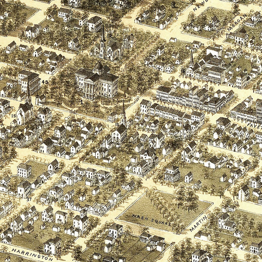 Vintage Map of Raleigh, North Carolina, 1872