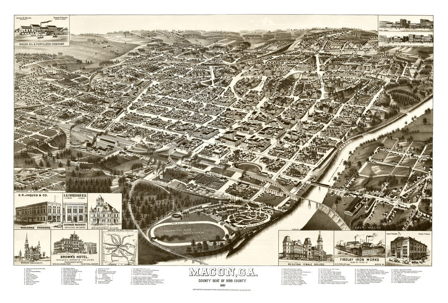 Vintage Map of Macon, Georgia, 1887