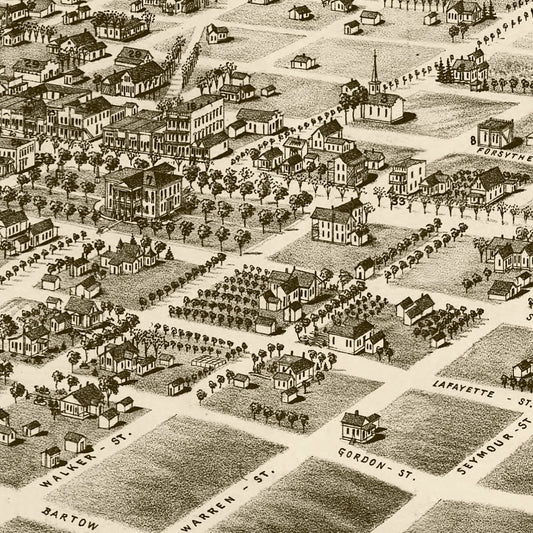 Vintage Map of Quitman, Brooks County, Georgia, 1885