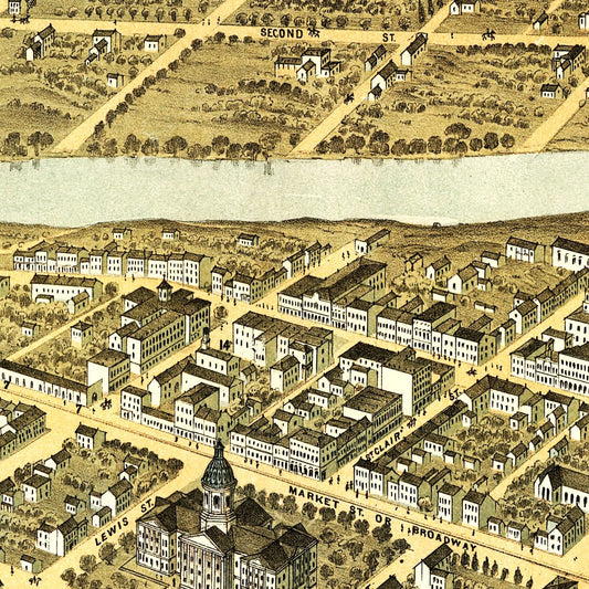 Vintage Map of Frankfort, Kentucky, 1871