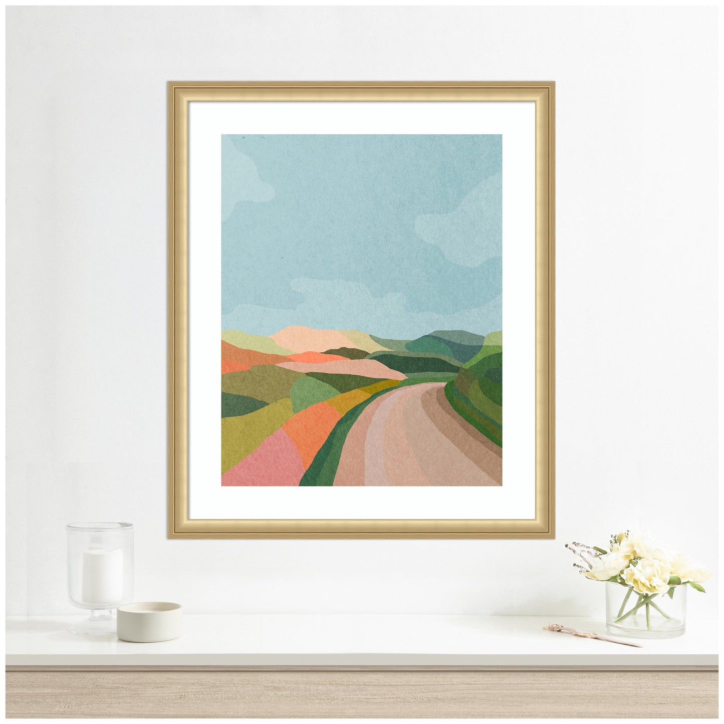 Country Road Landscape Framed Wall Art