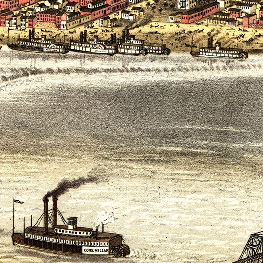Vintage Map of Louisville, Kentucky, 1876