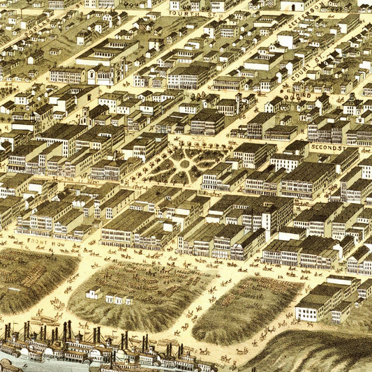 Vintage Map of Memphis, Tennessee, 1870