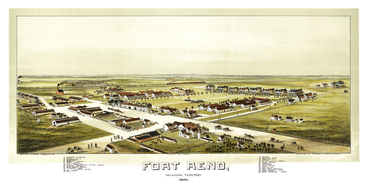 Vintage Map of Fort Reno, Oklahoma, 1891