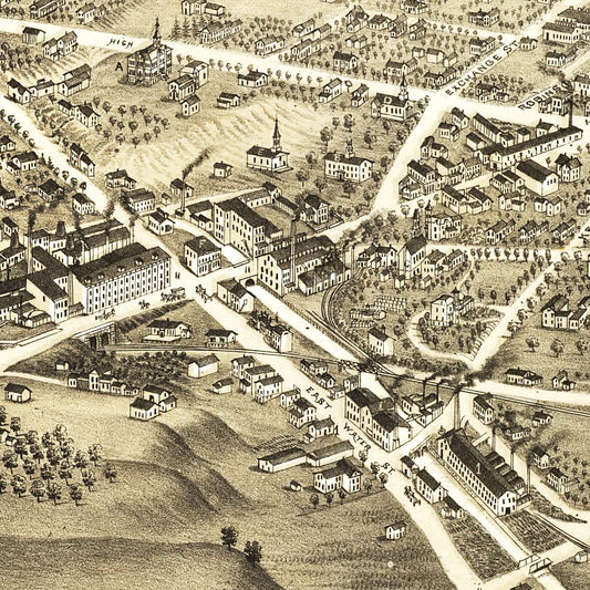 Vintage Map of Akron, Ohio, 1882 - Landscape