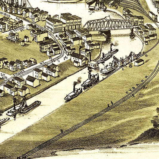 Vintage Map of Ashtabula Harbor, Ohio, 1896