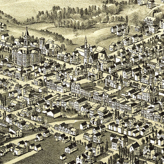 Vintage Map of Barnesville, Ohio, 1899