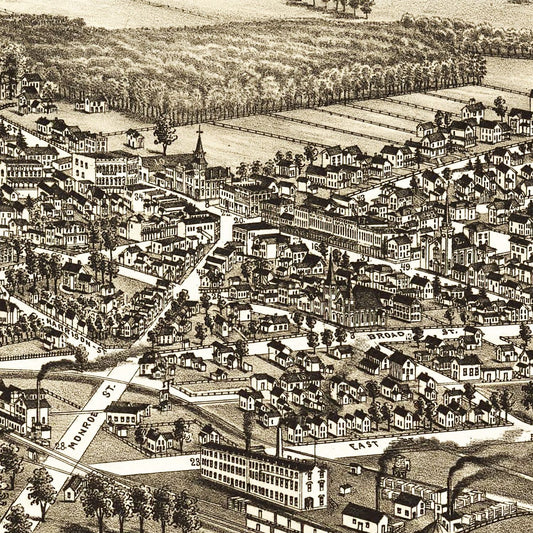 Vintage Map of Bellevue, Ohio, 1880