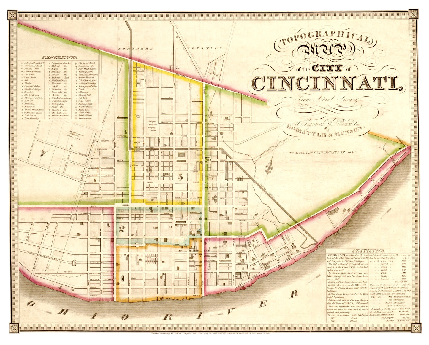 Vintage Map of Cincinnati, Ohio, 1841