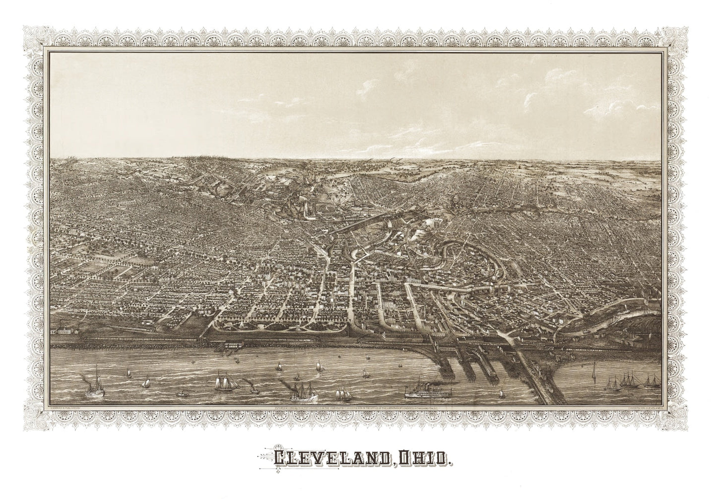 Vintage Map of Cleveland, Ohio 1887