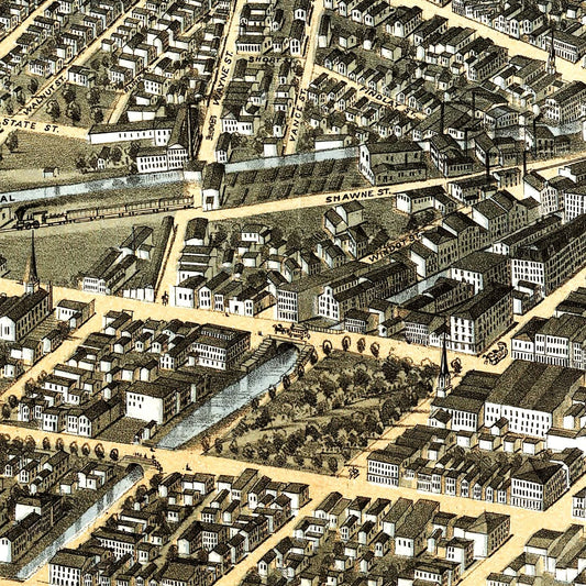 Vintage Map of Dayton, Ohio 1870