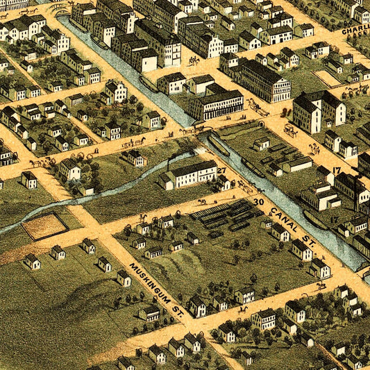 Vintage Map of Massillon, Ohio, 1870