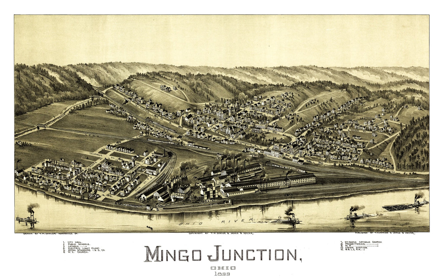 Vintage Map of Mingo Junction, Ohio, 1899