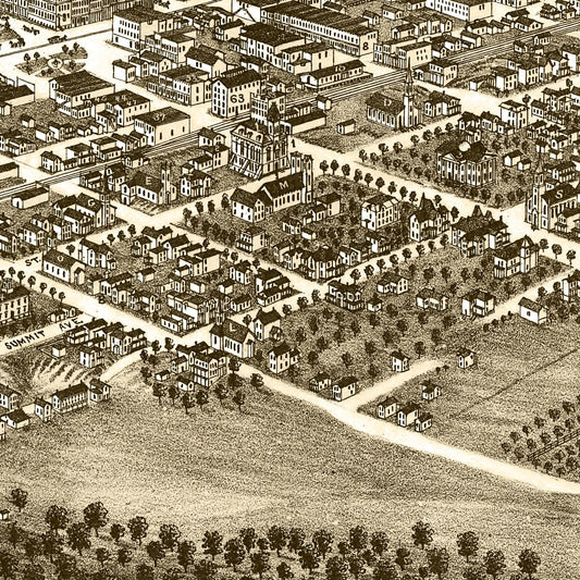 Vintage Map of Youngstown, Ohio, 1882