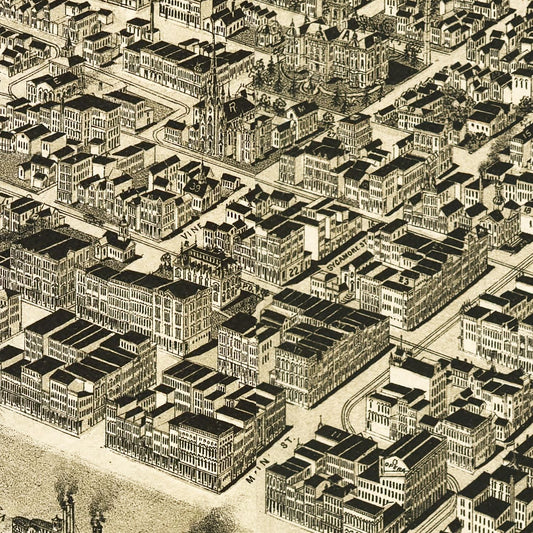 Vintage Map of Evansville, Indiana, 1888