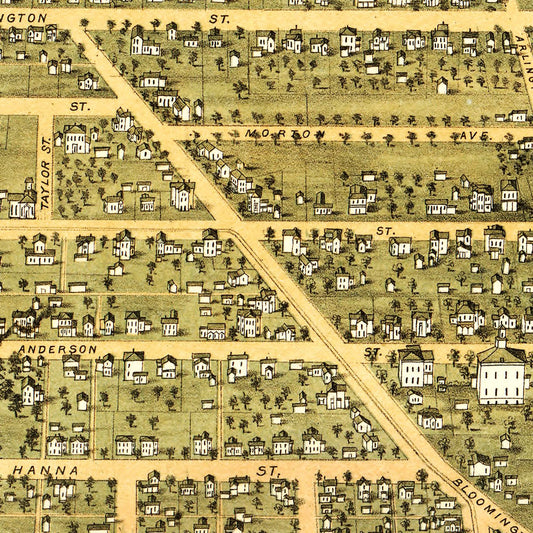 Vintage Map of Greencastle, Indiana, 1886