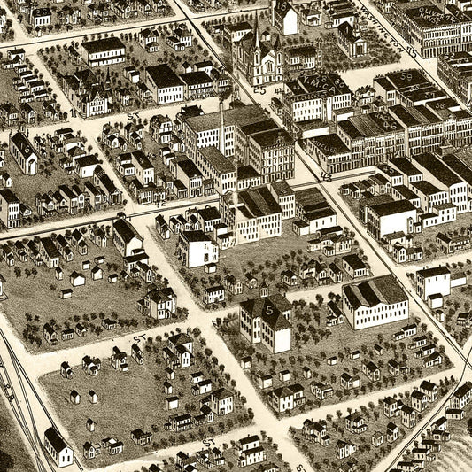 Vintage Map of South Bend, Indiana, 1890