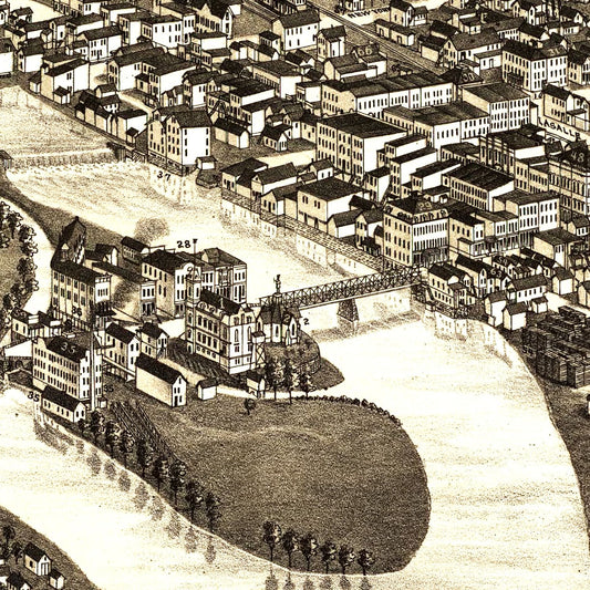 Vintage Map of Aurora, Illinois, 1882