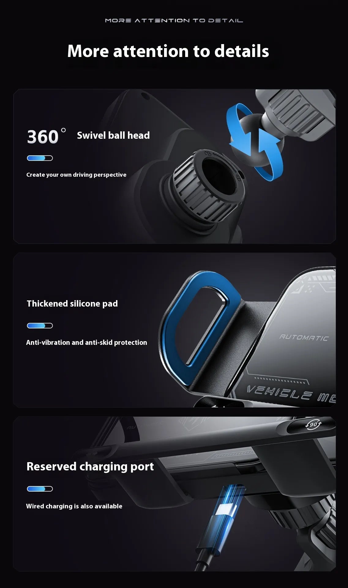2-in-1 Auto Rotating Phone Holder & 15W Wireless Car Charger – See, Tap, Charge, Go