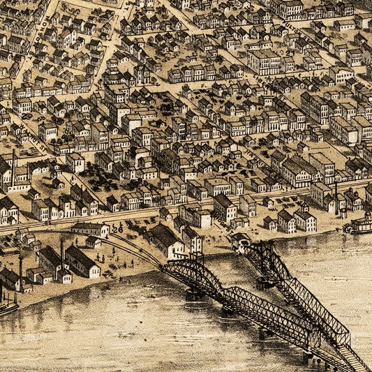 Vintage Map of Peoria, Illinois, 1867