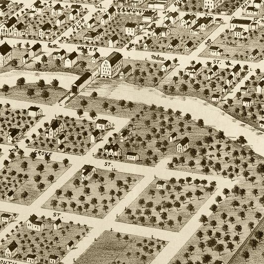 Vintage Map of Pontiac, Illinois, 1869