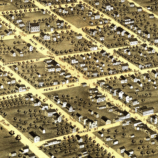 Vintage Map of Princeton, Illinois, 1870