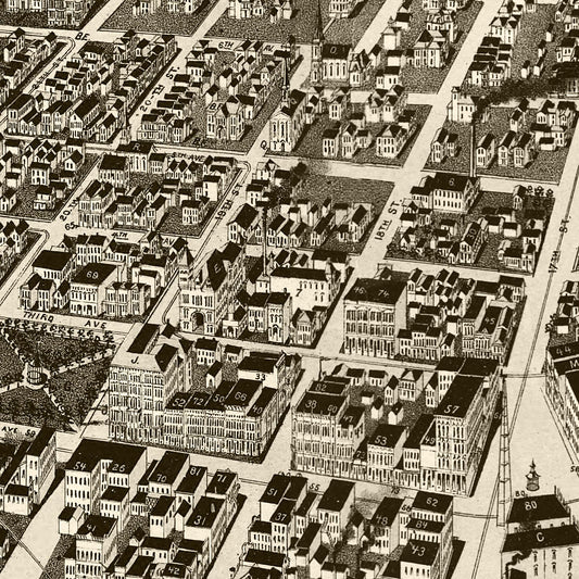 Vintage Map of Rock Island, Illinois, 1889
