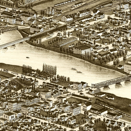 Vintage Map of Rockford, Illinois, 1880