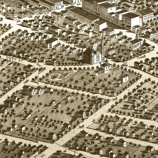 Vintage Map of Adrian, Michigan, 1866