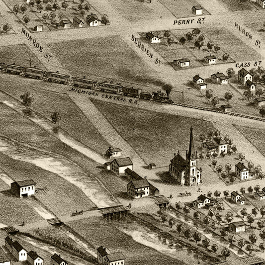 Vintage Map of Albion, Michigan, 1868