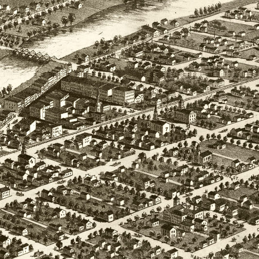 Vintage Map of Monroe, Michigan, 1866